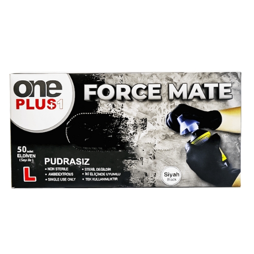 One Plus Force Mate Siyah Nitril Eldiven - 50 Adet