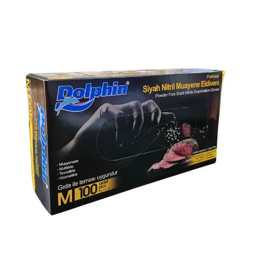 Dolphin Siyah Pudrasız Nitril Eldiven