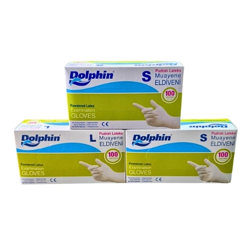 Dolphin Pudralı Lateks Muayene Eldiveni