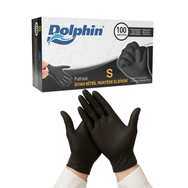 Dolphin Siyah Pudrasız Nitril Eldiven