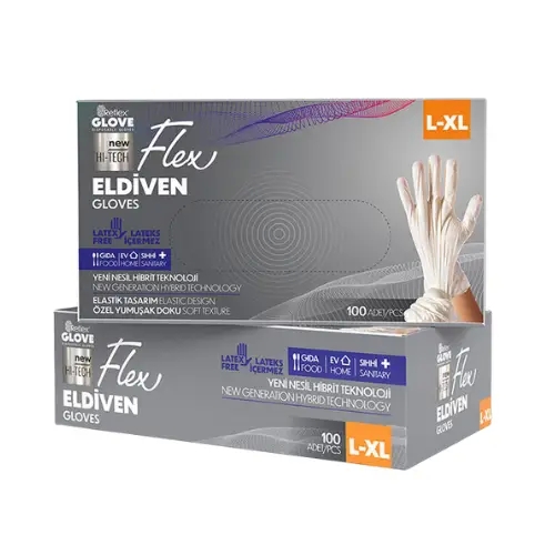 Flex Tpe Hibrit Pudrasız Beyaz Eldiven