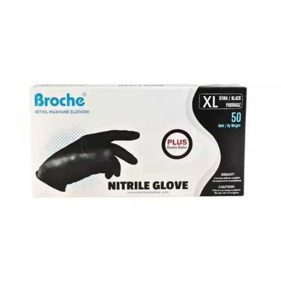 Broche Ekstra Kalın Siyah Nitril Eldiven 50’li