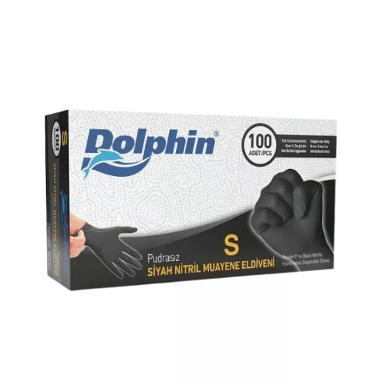 Dolphin Siyah Pudrasız Nitril Eldiven 