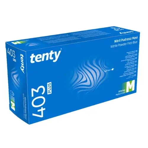 Tenty 403 Pudrasız Mavi Nitril Eldiven